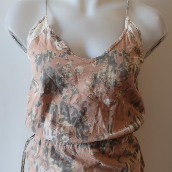 WINTER KATE LT BROWN/GRAY/WHITE PRINT MAXI DRESS SZ XS - Picture 5 of 9